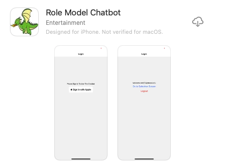 Role Model Chatbot sign-in and home screens